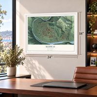 Redway, California map, 18 x 24 inch print in a white frame in a home office