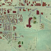 Second close-up of the map of Redwood Falls, Minnesota print showing more streets and buildings