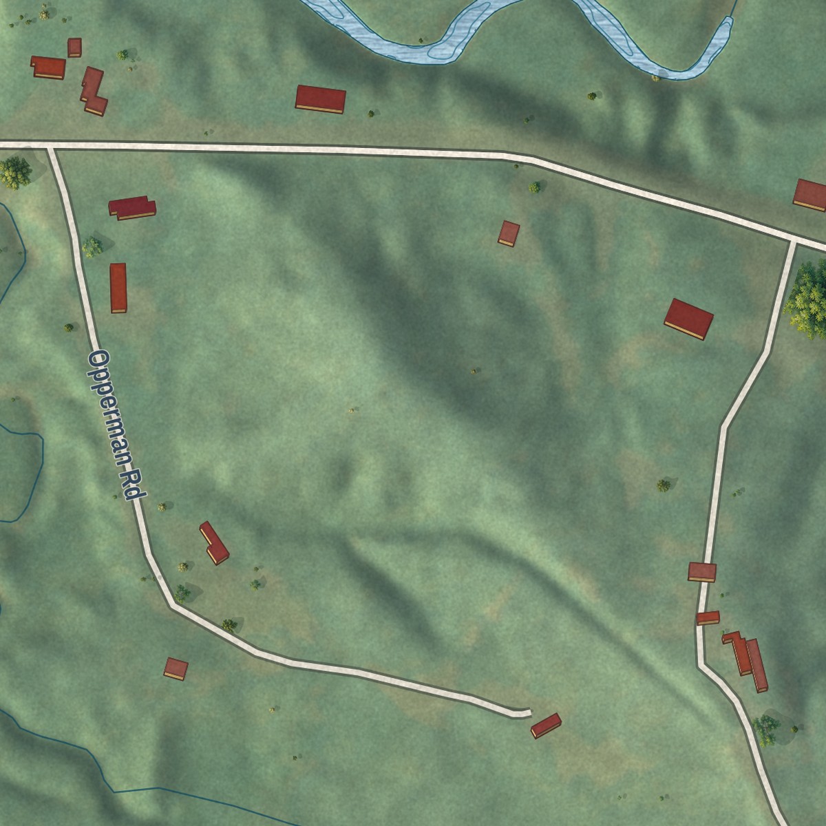 Second close-up of the map of Redwood, Mississippi print showing more streets and buildings