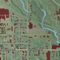 Second close-up of the map of Reed City, Michigan print showing more streets and buildings