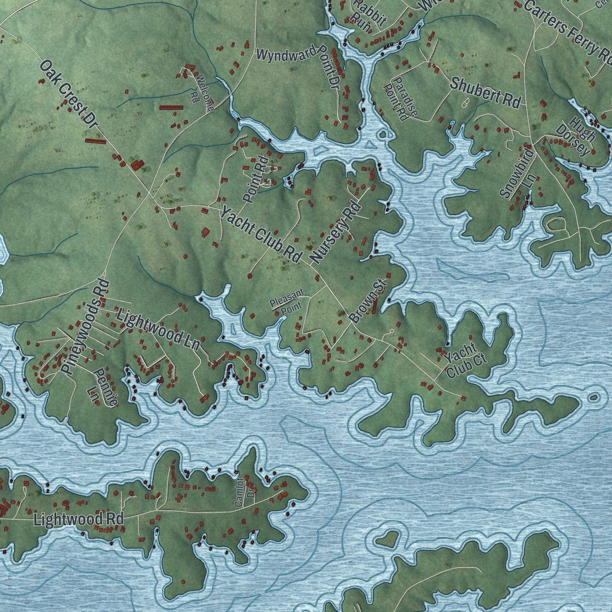 Second close-up of the map of Reed Creek, Georgia print showing more streets and buildings