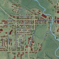 Second close-up of the map of Reedsburg, Wisconsin print showing more streets and buildings