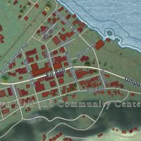Second close-up of the map of Reedsport, Oregon print showing more streets and buildings