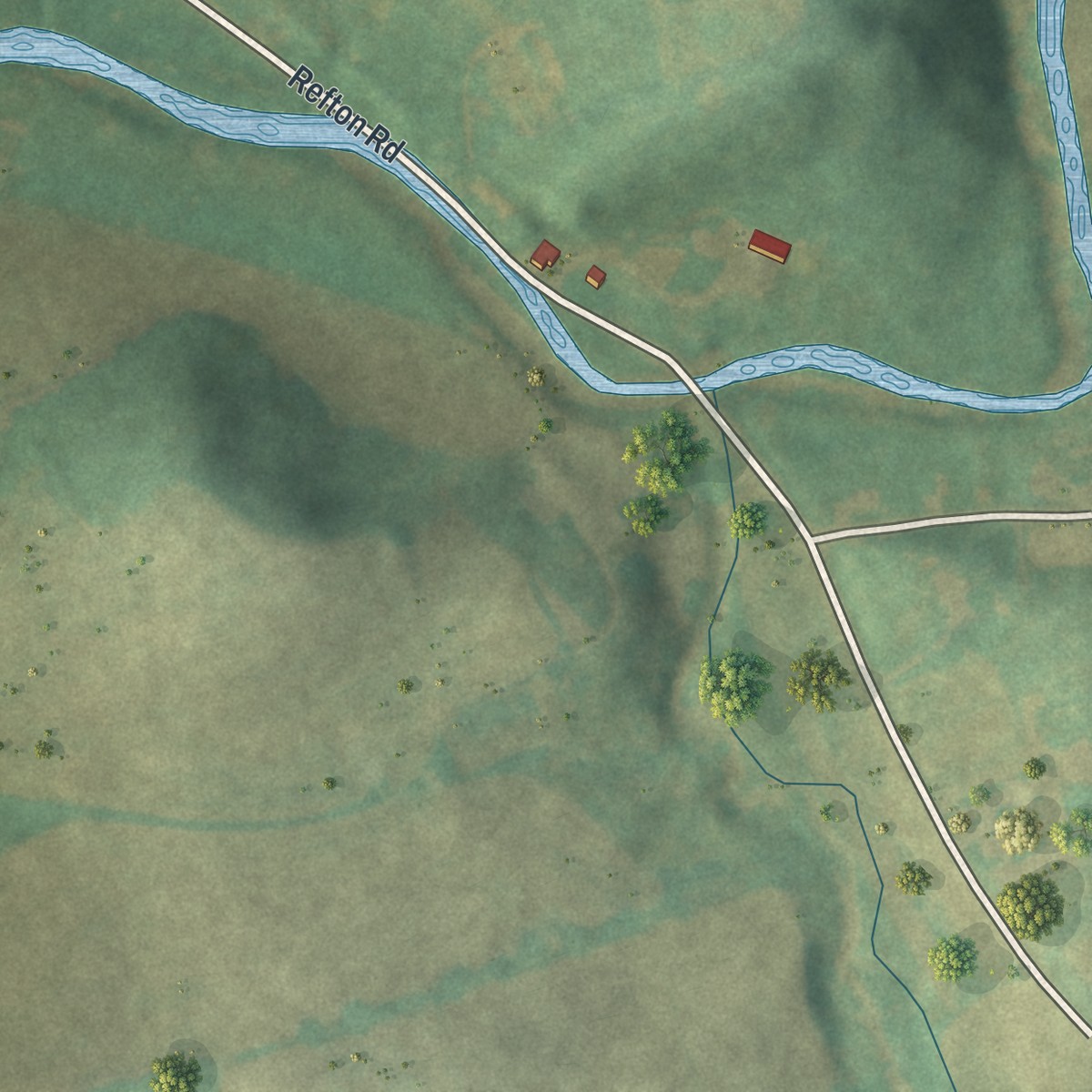 Second close-up of the map of Refton, Pennsylvania print showing more streets and buildings