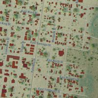 Second close-up of the map of Refugio, Texas print showing more streets and buildings