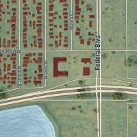 Second close-up of the map of Regis, Colorado print showing more streets and buildings