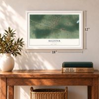 Register, Georgia map, 12 x 18 inch print in a white frame in an entryway