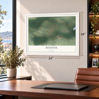 Register, Georgia map, 18 x 24 inch print in a white frame in a home office