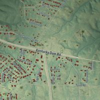 Second close-up of the map of Reidland, Kentucky print showing more streets and buildings