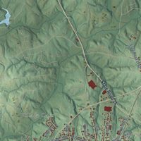 Second close-up of the map of Reidsville, North Carolina print showing more streets and buildings