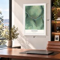 Renfrew, Pennsylvania map, 18 x 24 inch print in a white frame in a home office