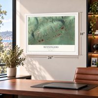 Renningers, Pennsylvania map, 18 x 24 inch print in a white frame in a home office