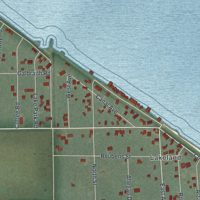 Second close-up of the map of Reno Beach, Ohio print showing more streets and buildings