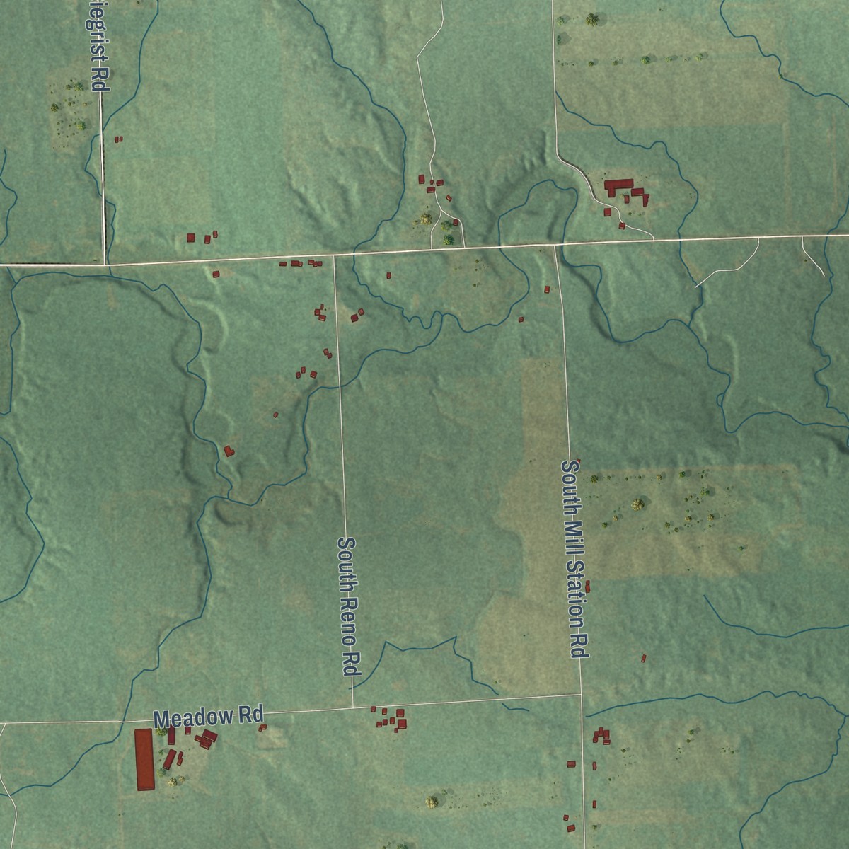 Second close-up of the map of Reno, Michigan print showing more streets and buildings