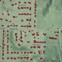 Second close-up of the map of Reno, Ohio print showing more streets and buildings