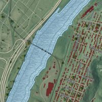 Second close-up of the map of Rensselaer, New York print showing more streets and buildings