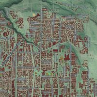 Second close-up of the map of Renton, Washington print showing more streets and buildings