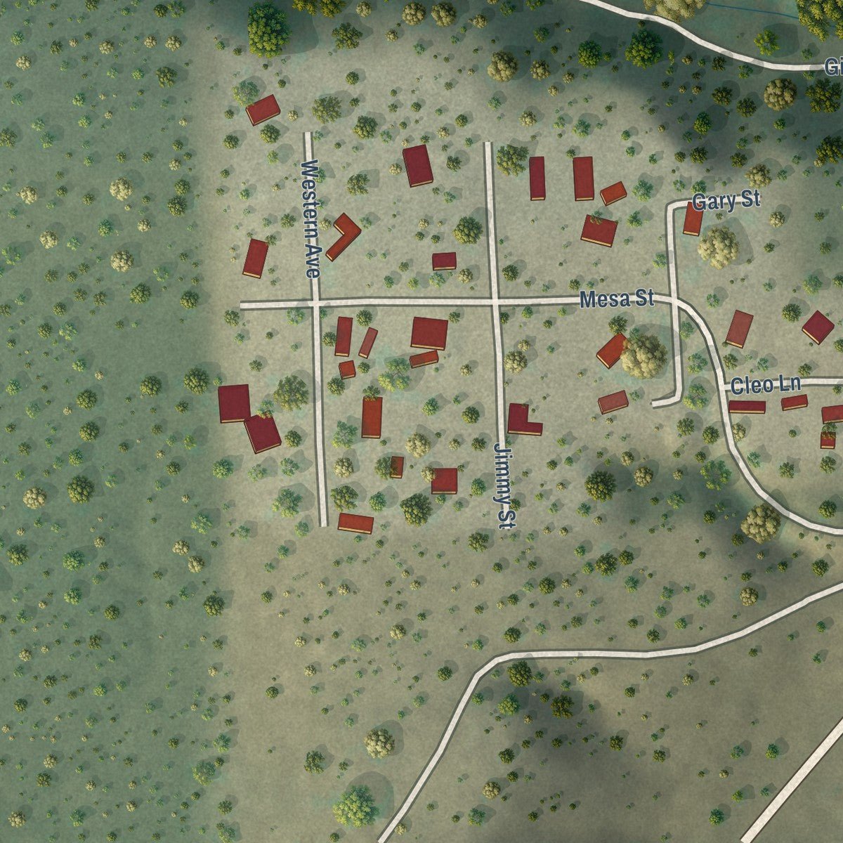 Second close-up of the map of Reserve, New Mexico print showing more streets and buildings