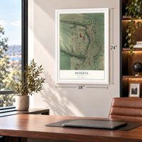 Reserve, New Mexico map, 18 x 24 inch print in a white frame in a home office
