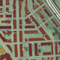 Second close-up of the map of Reservoir Hill, Maryland print showing more streets and buildings