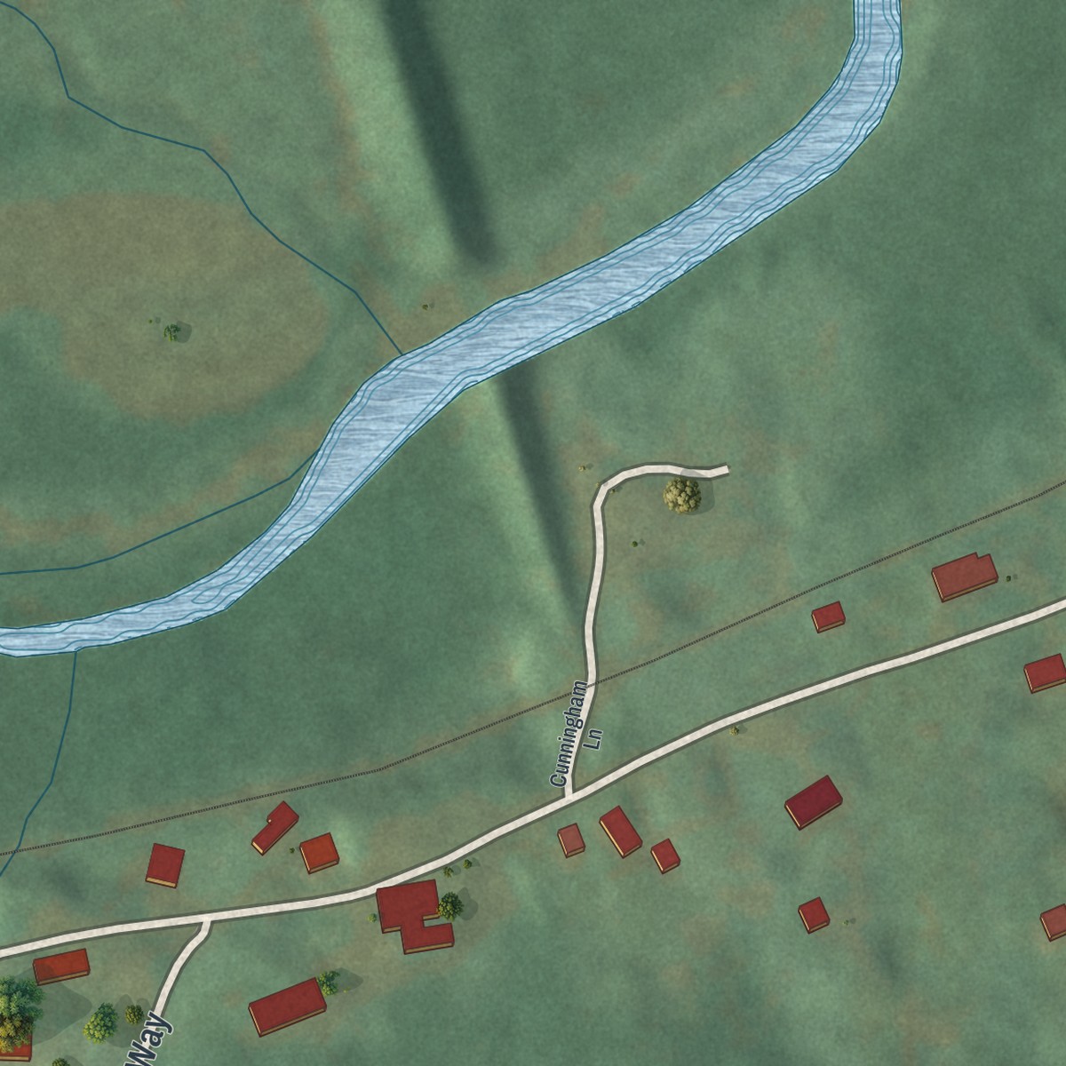 Second close-up of the map of Reservoir, Pennsylvania print showing more streets and buildings