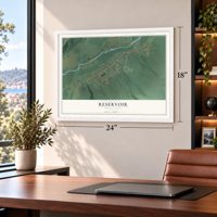 Reservoir, Pennsylvania map, 18 x 24 inch print in a white frame in a home office