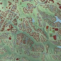 Second close-up of the map of Reston, Virginia print showing more streets and buildings