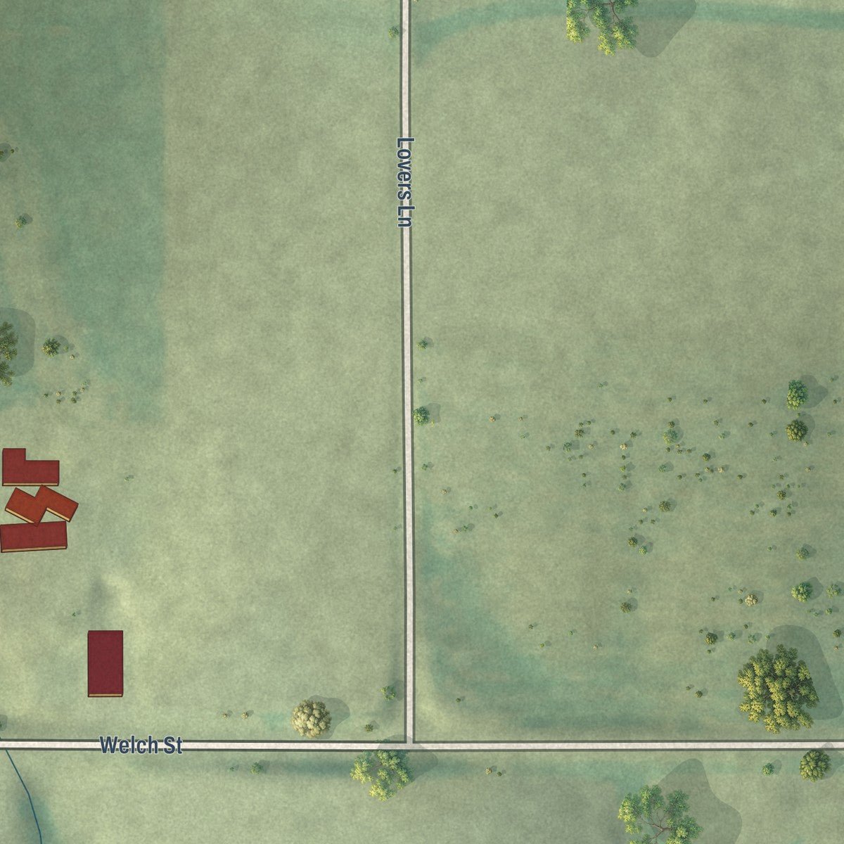 Second close-up of the map of Rewey, Wisconsin print showing more streets and buildings