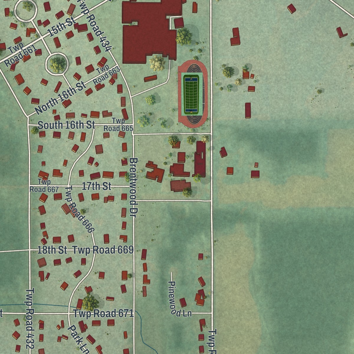 Second close-up of the map of Reynolds Heights, Pennsylvania print showing more streets and buildings
