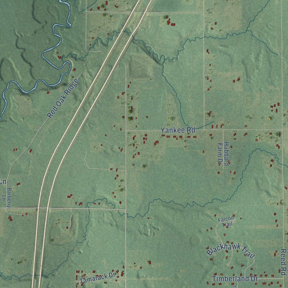 Second close-up of the map of Reynolds, Michigan print showing more streets and buildings