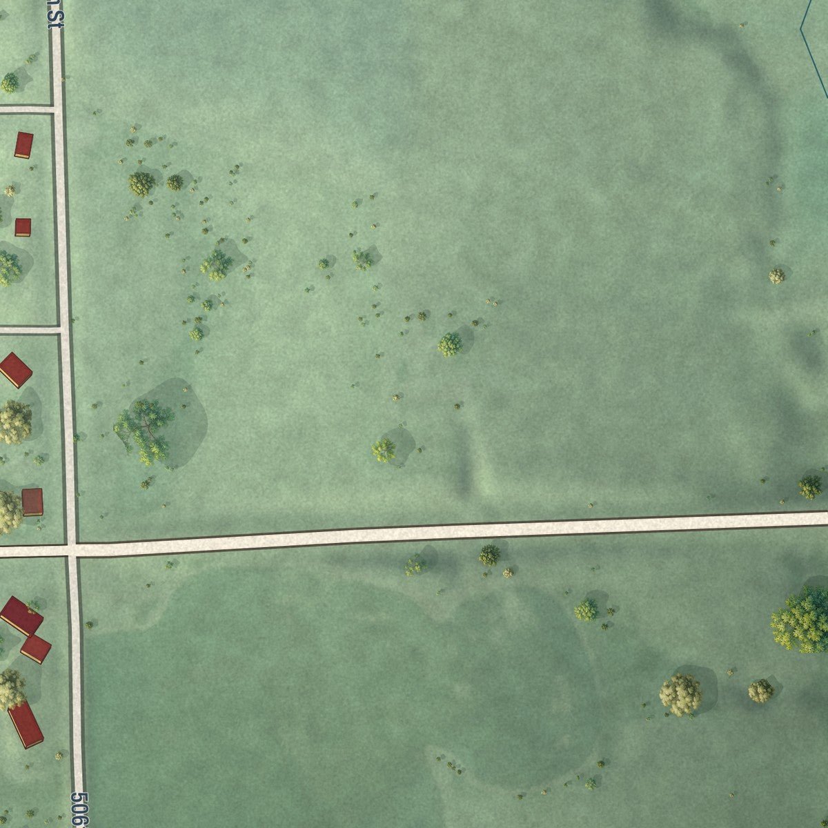 Second close-up of the map of Reynolds, Nebraska print showing more streets and buildings