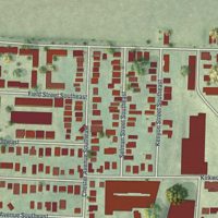 Second close-up of the map of Reynoldstown, Georgia print showing more streets and buildings