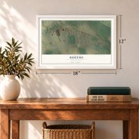 Rheems, Pennsylvania map, 12 x 18 inch print in a white frame in an entryway