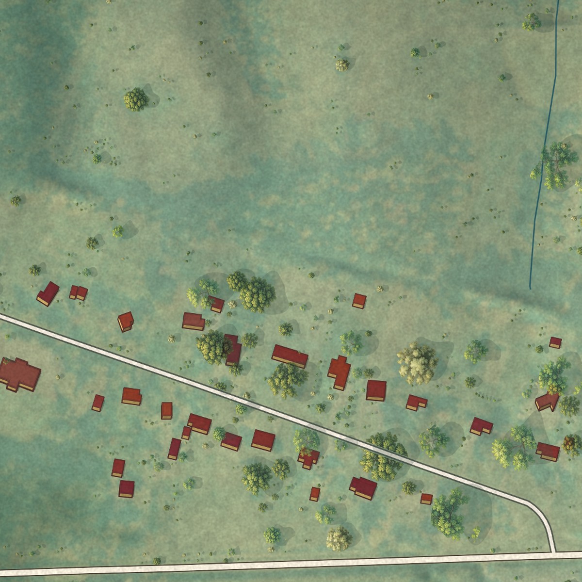 Second close-up of the map of Rhoadesville, Virginia print showing more streets and buildings