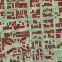 Second close-up of the map of Rice Military, Texas print showing more streets and buildings