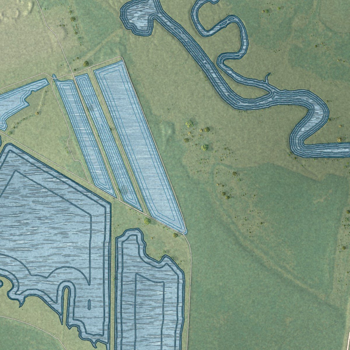 Second close-up of the map of Riceboro, Georgia print showing more streets and buildings