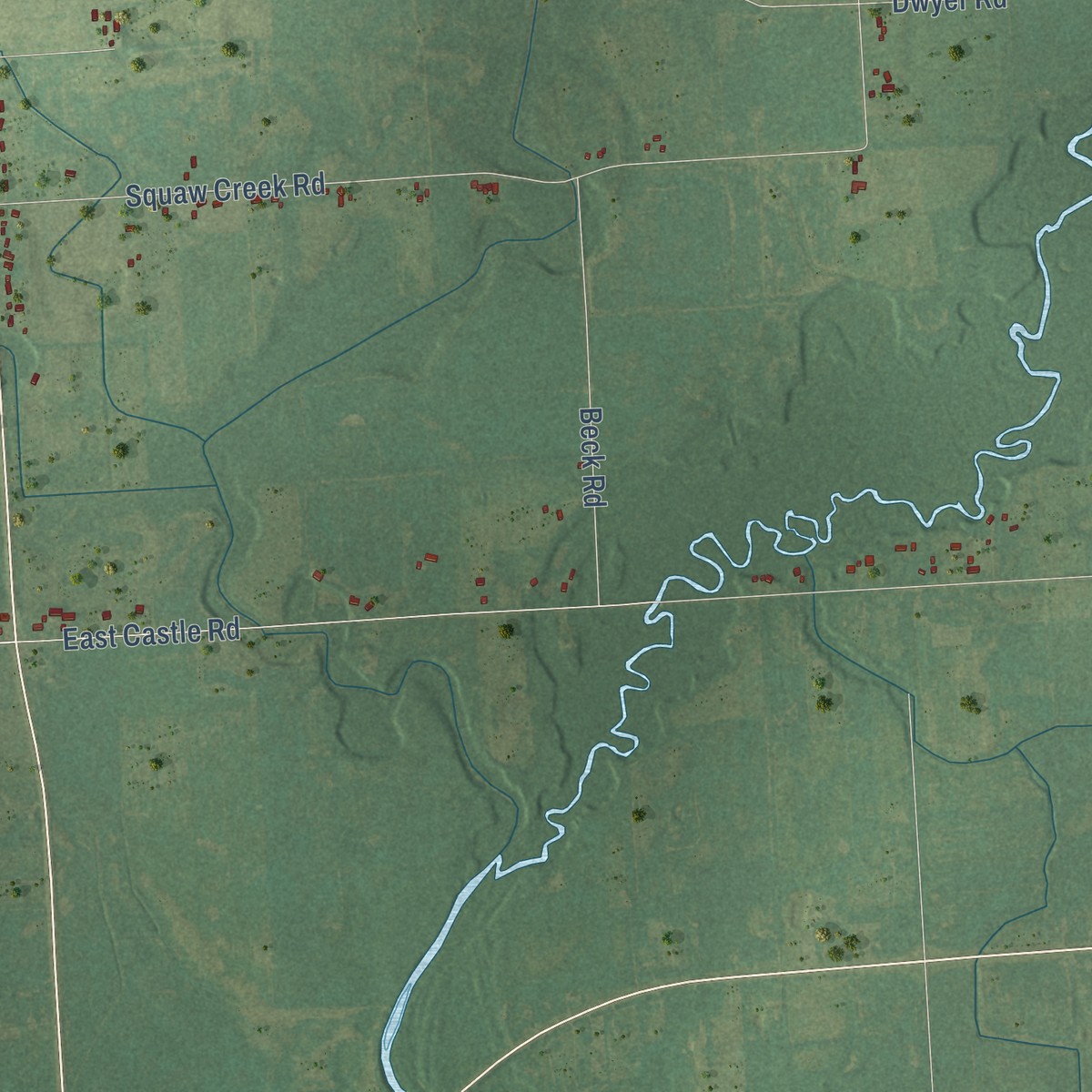Second close-up of the map of Rich, Michigan print showing more streets and buildings