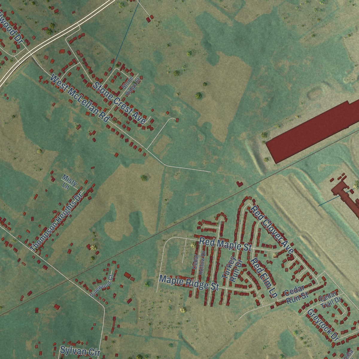 Second close-up of the map of Rich Pond, Kentucky print showing more streets and buildings