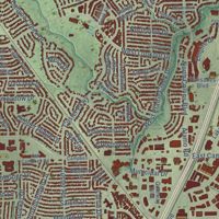 Second close-up of the map of Richardson, Texas print showing more streets and buildings