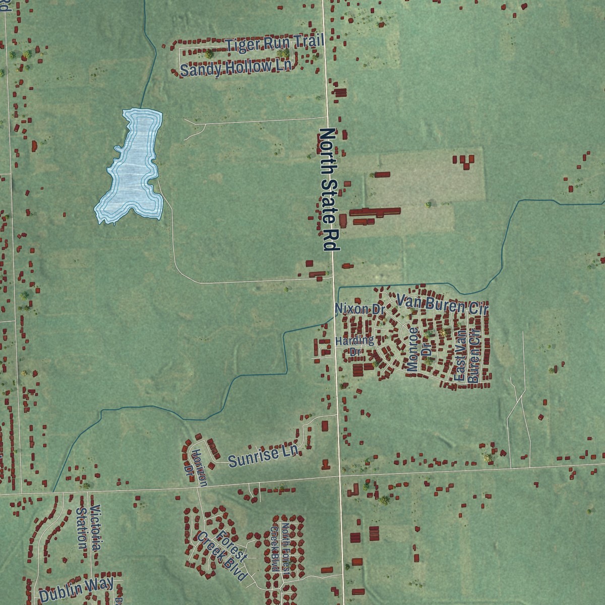 Second close-up of the map of Richfield, Genesee County, Michigan print showing more streets and buildings