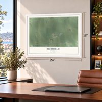 Richfield, Nebraska map, 18 x 24 inch print in a white frame in a home office