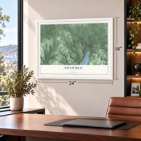 Richfield, New York map, 18 x 24 inch print in a white frame in a home office