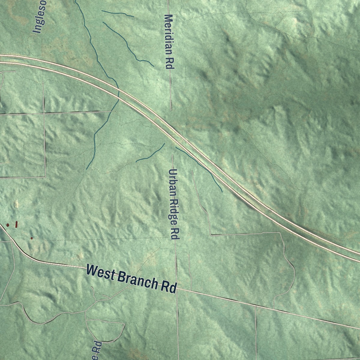 Second close-up of the map of Richfield, Roscommon County, Michigan print showing more streets and buildings