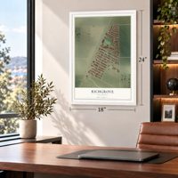 Richgrove, California map, 18 x 24 inch print in a white frame in a home office