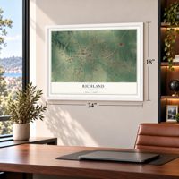 Richland, Georgia map, 18 x 24 inch print in a white frame in a home office