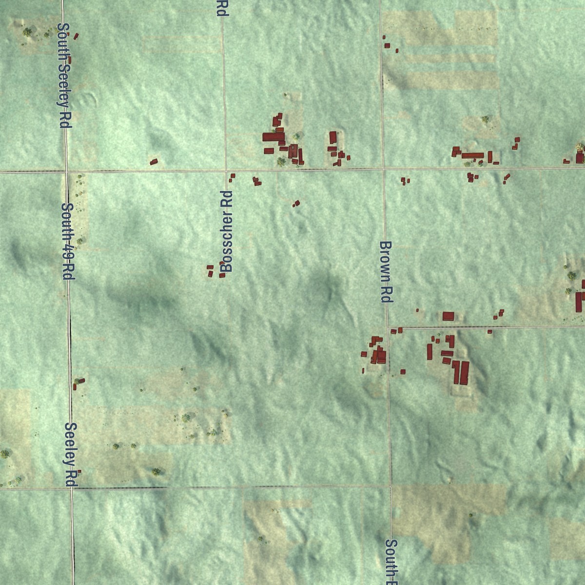 Second close-up of the map of Richland Township, Missaukee County, Michigan print showing more streets and buildings