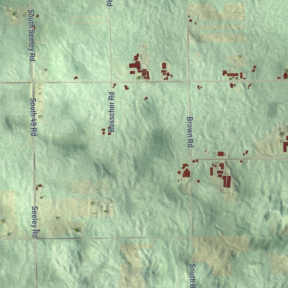 Second close-up of the map of Richland, Missaukee County, Michigan print showing more streets and buildings
