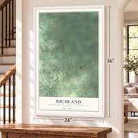 Richland, Missaukee County, Michigan map, 24 x 36 inch print in a white frame by a staircase