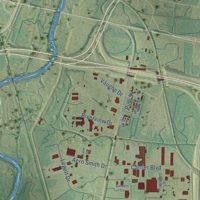 Second close-up of the map of Richland, Mississippi print showing more streets and buildings