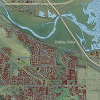 Second close-up of the map of Richland, Washington print showing more streets and buildings
